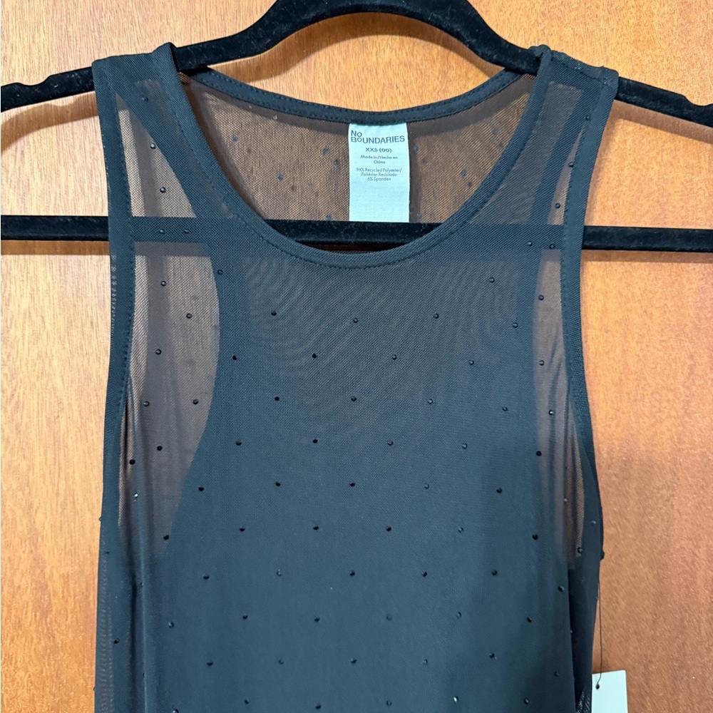 No Boundaries Black Sheer Mesh dress with Rhinestones